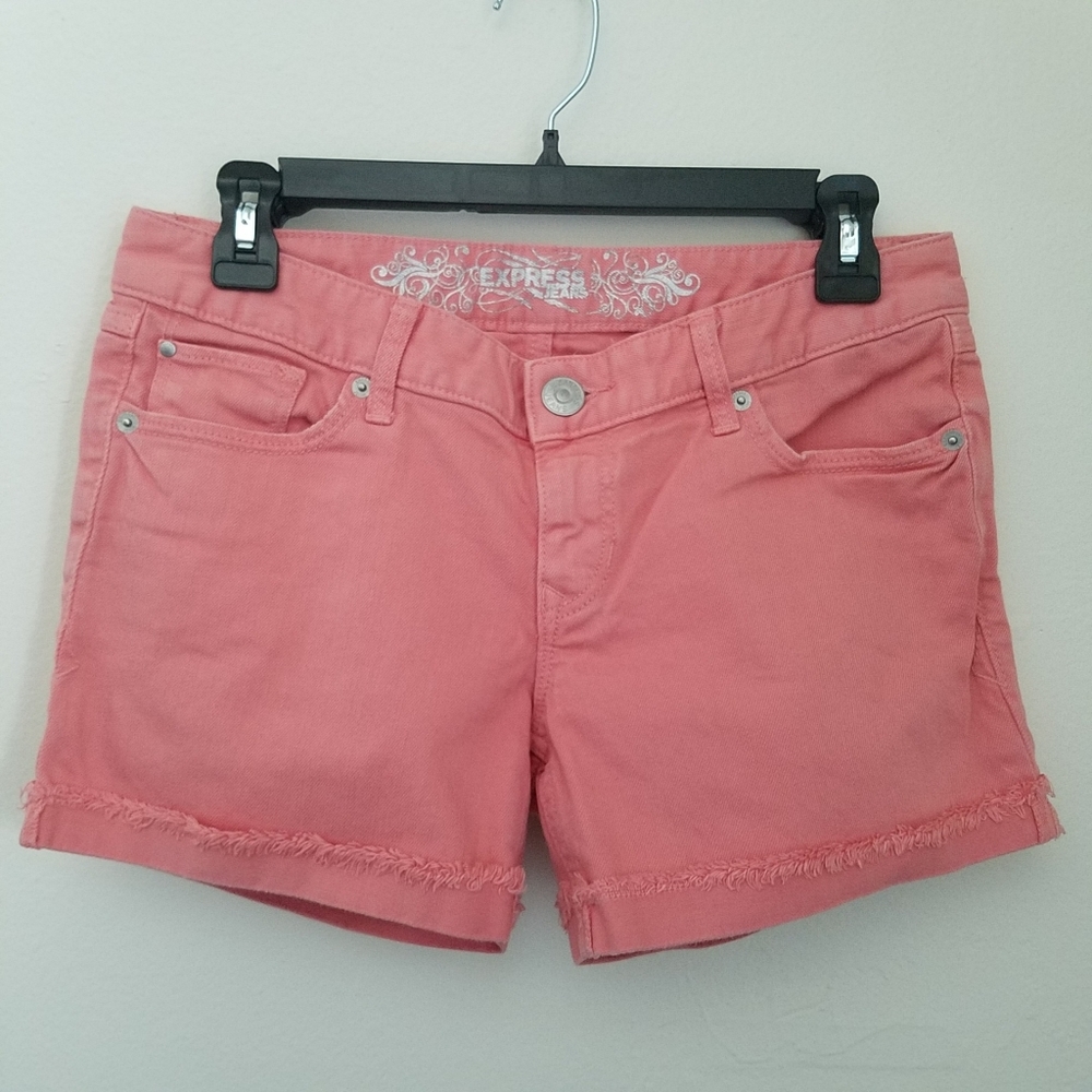 Express Jeans Coral Pink Cuffed Shorts